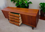REFINISHED Danish Mid Century Modern Teak Sideboard TV Media Console 6ft 7
