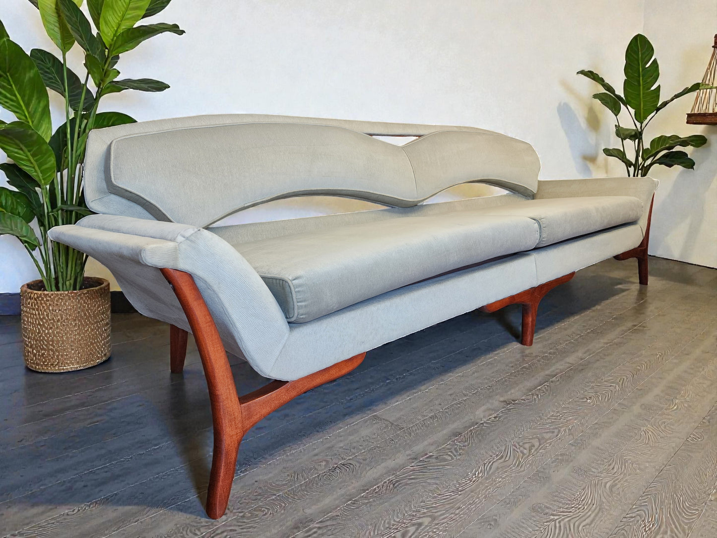 REFINISHED REUPHOLSTERED Mid Century Modern Sofa & Armchair