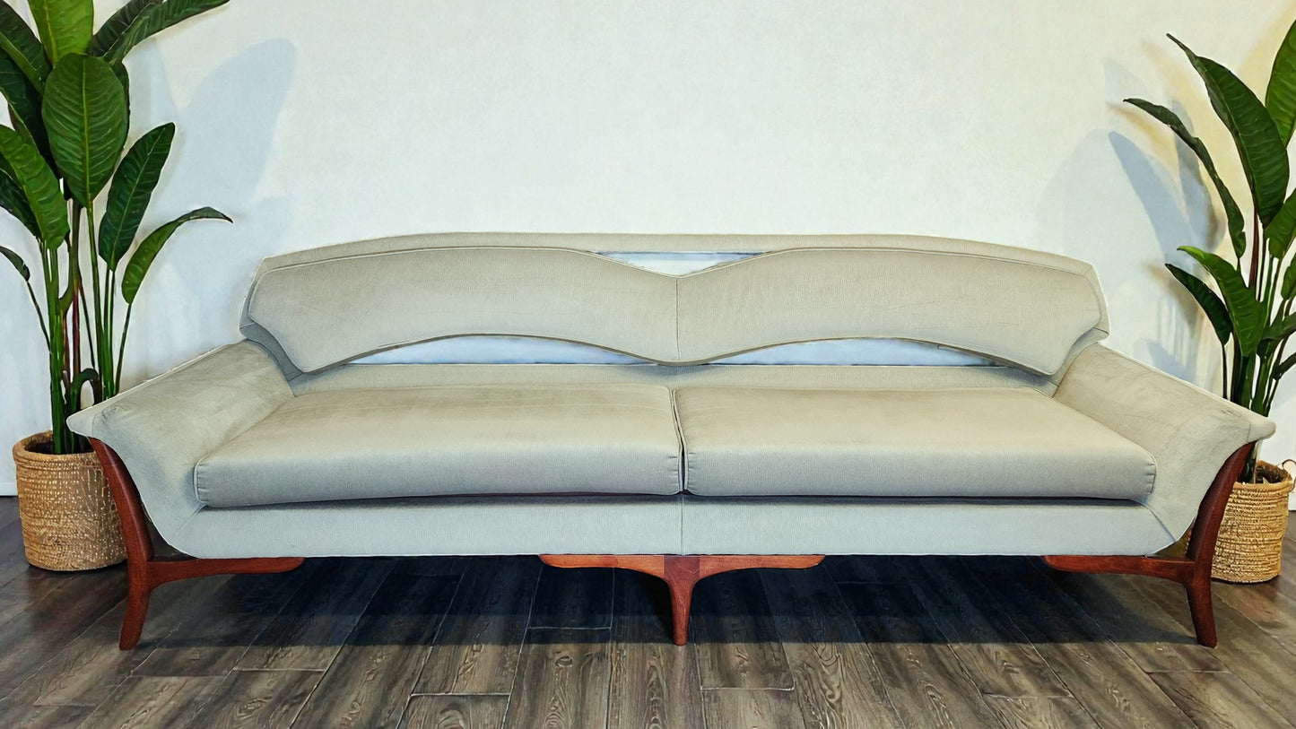 REFINISHED REUPHOLSTERED Mid Century Modern Sofa & Armchair
