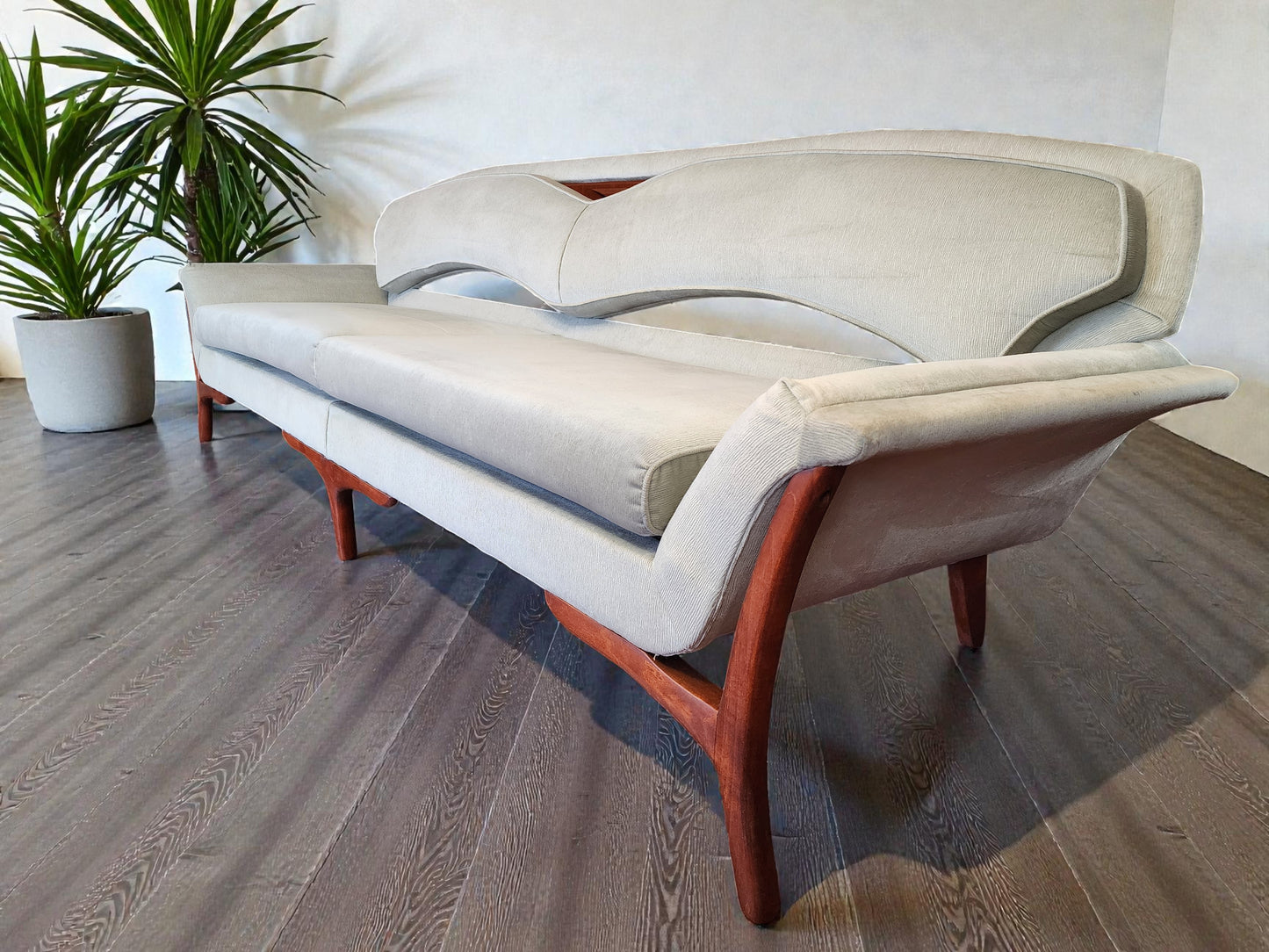 REFINISHED REUPHOLSTERED Mid Century Modern Sofa & Armchair