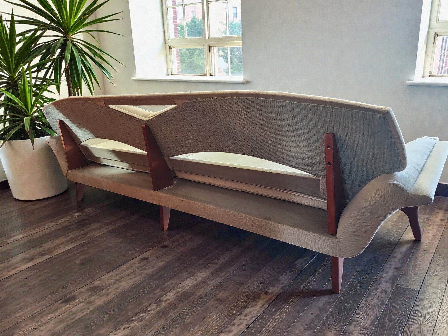 REFINISHED REUPHOLSTERED Mid Century Modern Sofa & Armchair