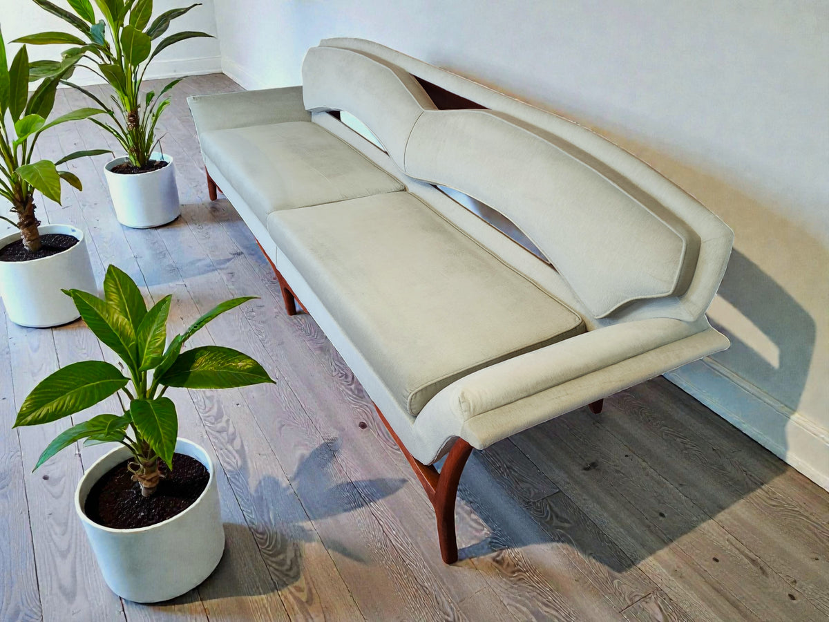 REFINISHED REUPHOLSTERED Mid Century Modern Sofa & Armchair