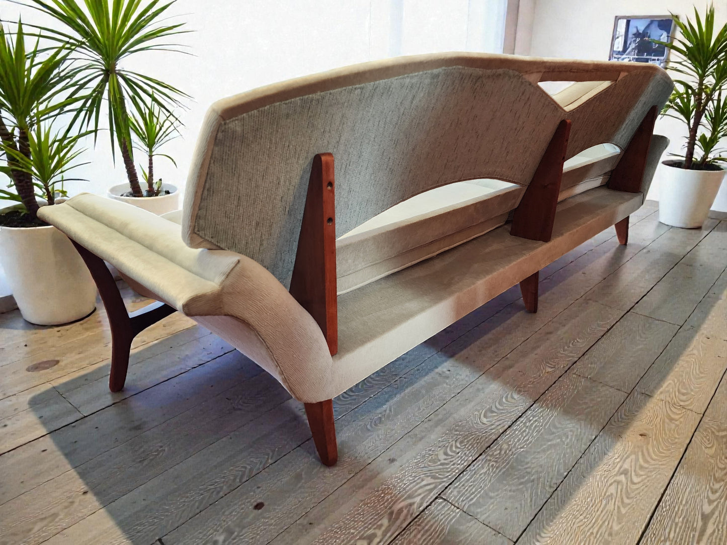 REFINISHED REUPHOLSTERED Mid Century Modern Sofa & Armchair