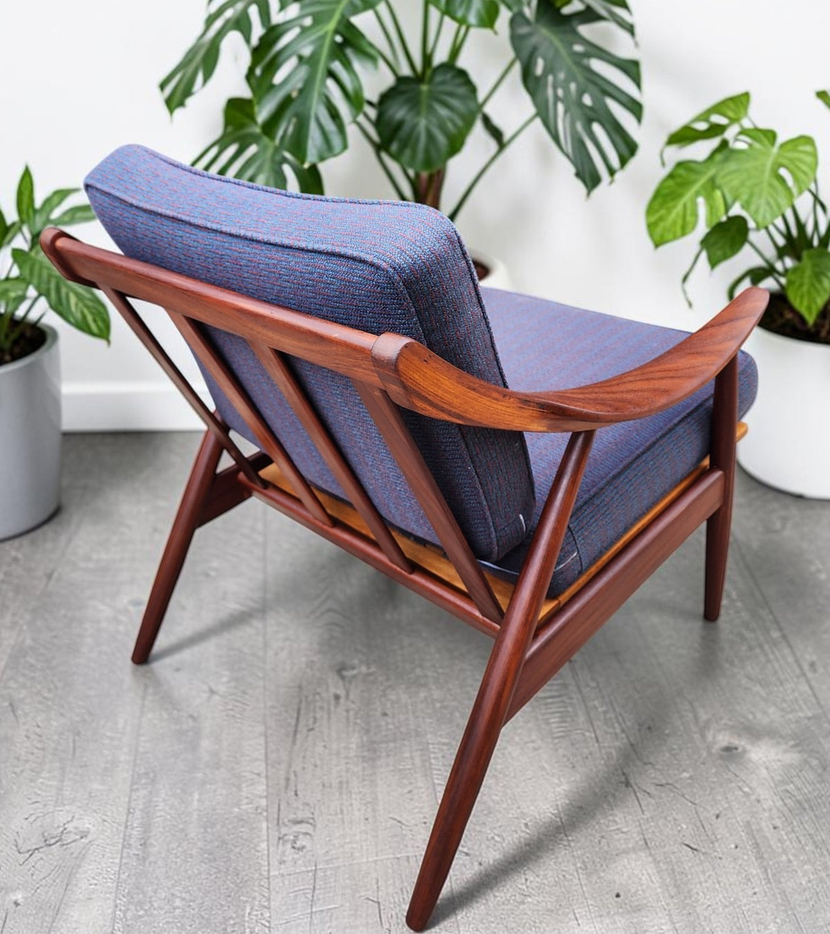 REFINISHED Danish Mid Century Modern Solid Afromosia Lounge Chair