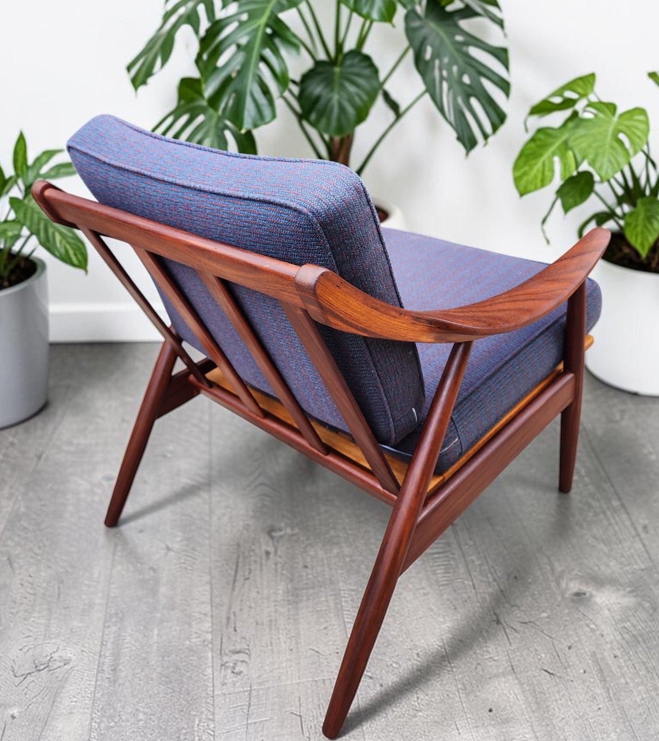 REFINISHED Danish Mid Century Modern Solid Afromosia Lounge Chair