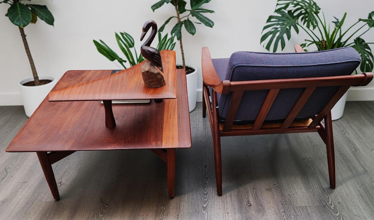 REFINISHED Danish Mid Century Modern Solid Afromosia Lounge Chair