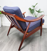 REFINISHED Danish Mid Century Modern Solid Afromosia Lounge Chair 1