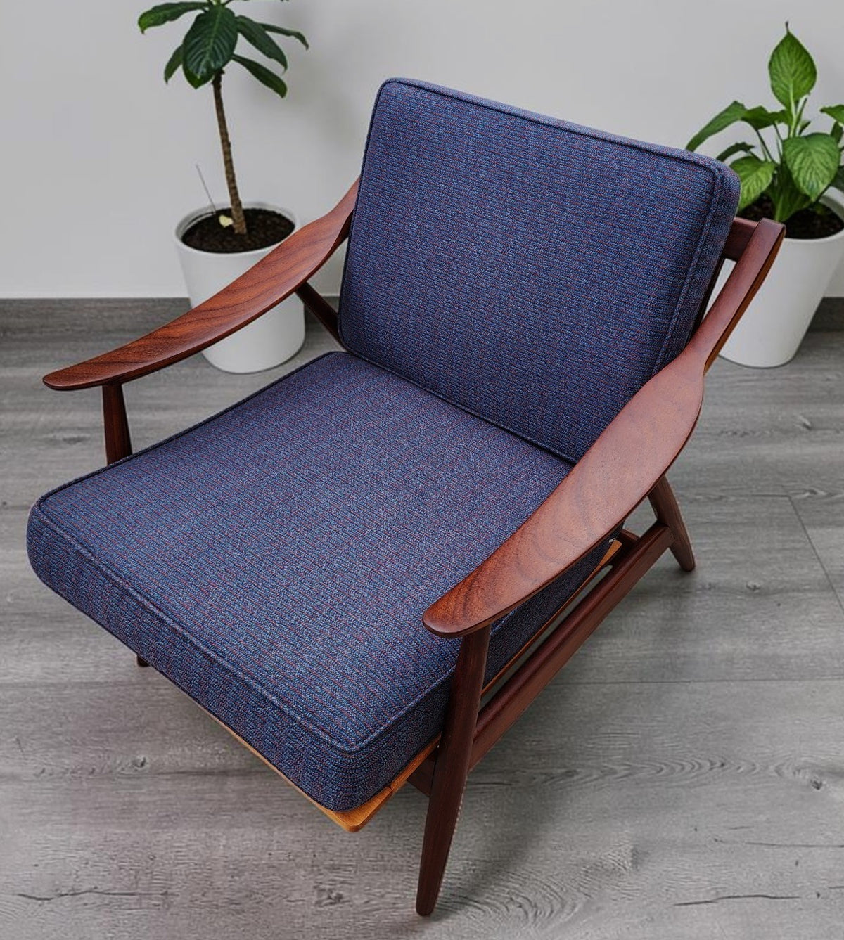 REFINISHED Danish Mid Century Modern Solid Afromosia Lounge Chair