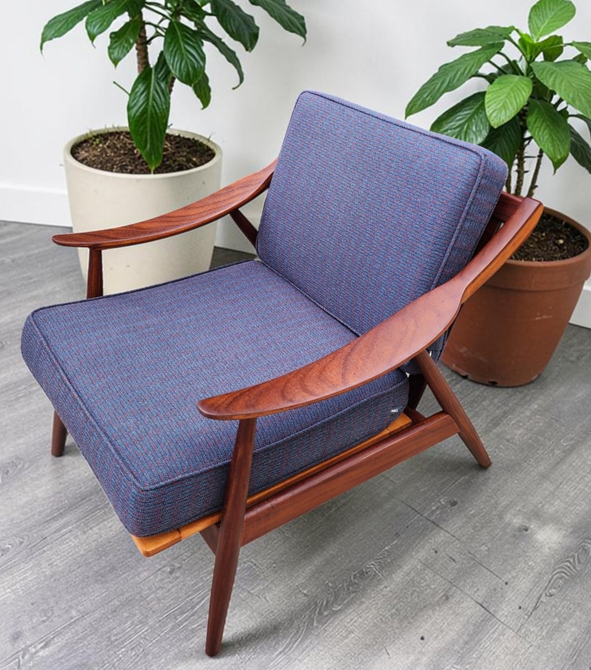 REFINISHED Danish Mid Century Modern Solid Afromosia Lounge Chair