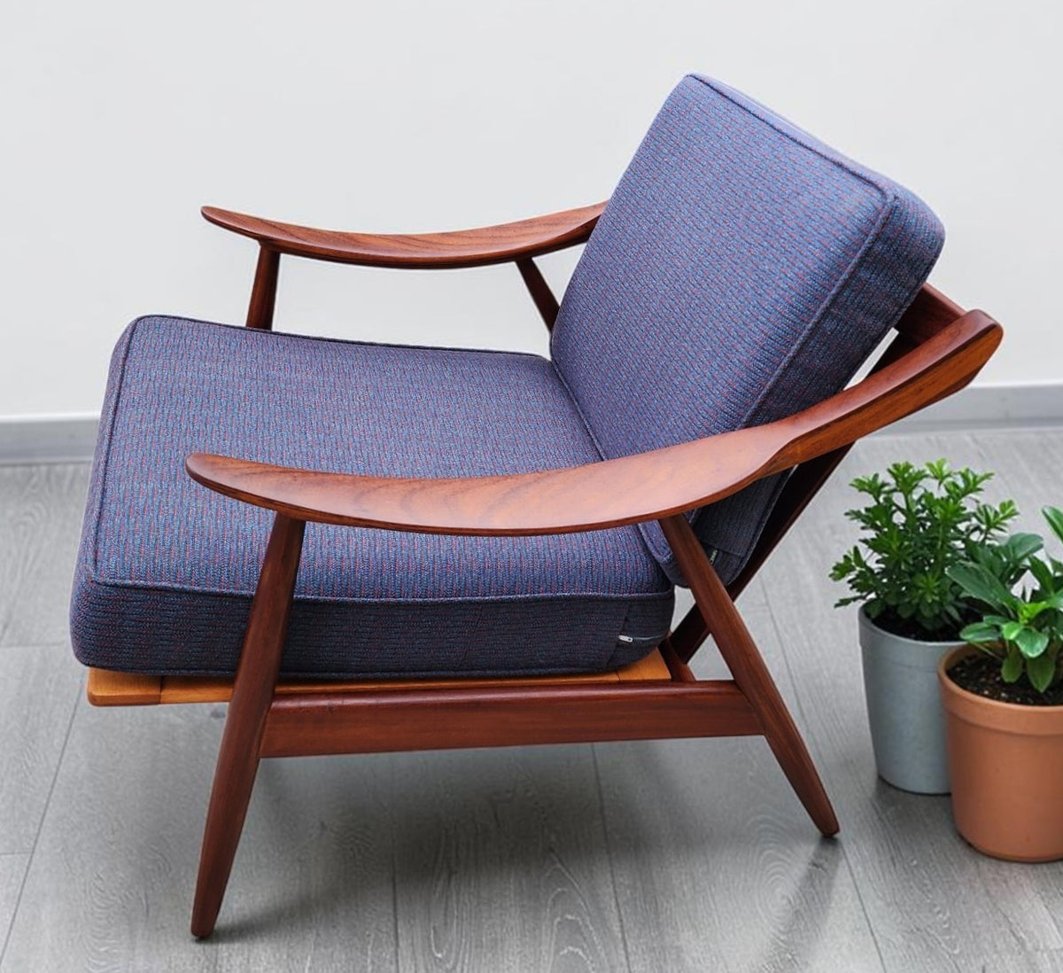 REFINISHED Danish Mid Century Modern Solid Afromosia Lounge Chair