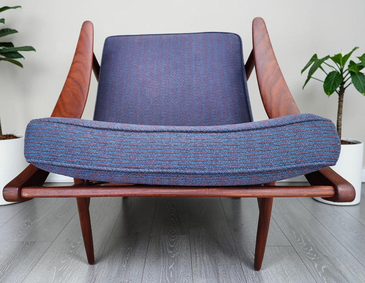 REFINISHED Danish Mid Century Modern Solid Afromosia Lounge Chair