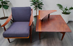 REFINISHED Mid Century Modern Solid Afromosia Corner Two-Tier Table by Imperial 11