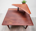 REFINISHED Mid Century Modern Solid Afromosia Corner Two-Tier Table by Imperial 3