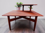 REFINISHED Mid Century Modern Solid Afromosia Corner Two-Tier Table by Imperial 12