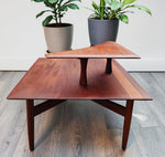REFINISHED Mid Century Modern Solid Afromosia Corner Two-Tier Table by Imperial 9