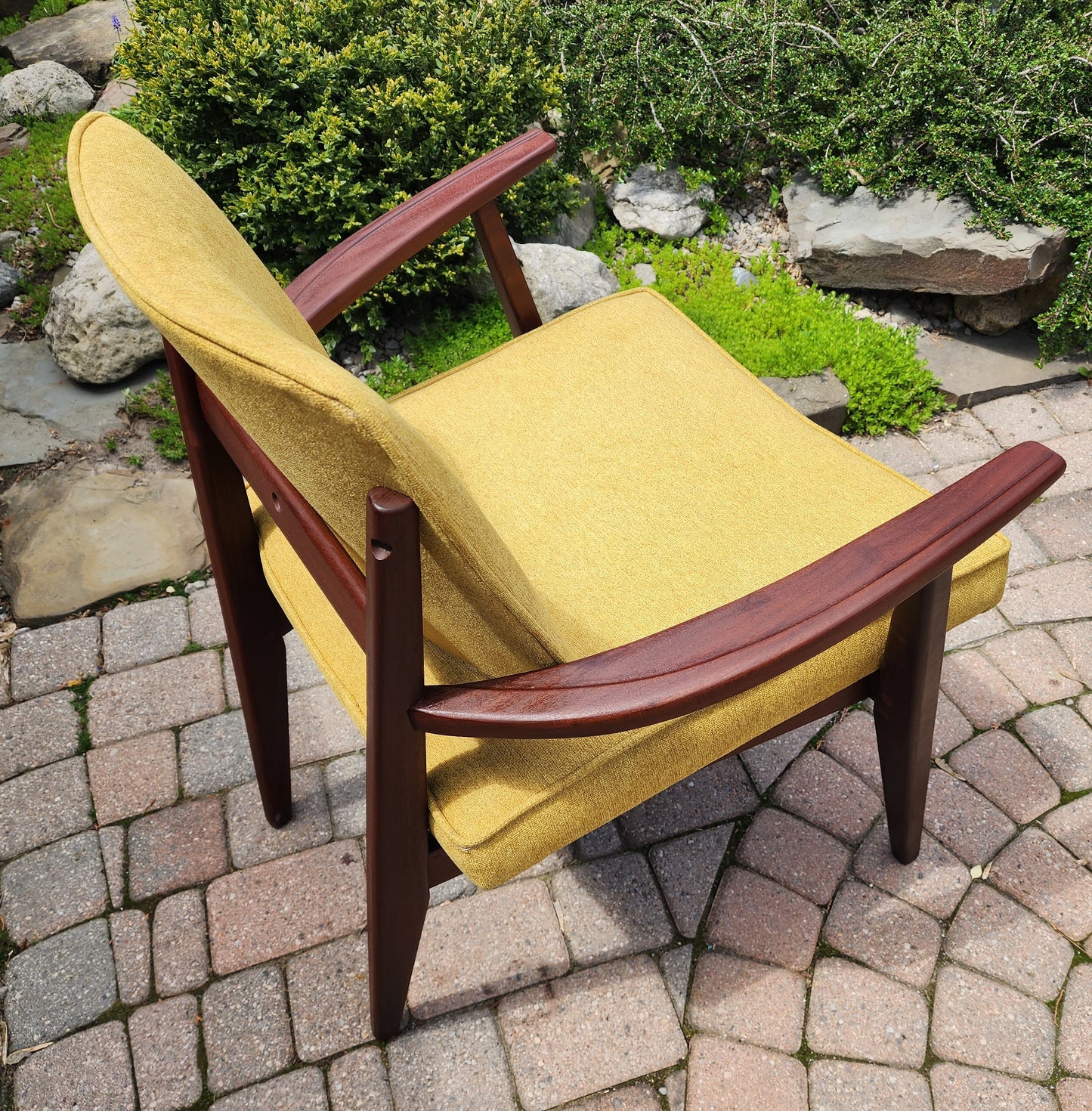 REFINISHED REUPHOLSTERED Mid Century Modern Afromosia Arm Chair by Jan Kuypers