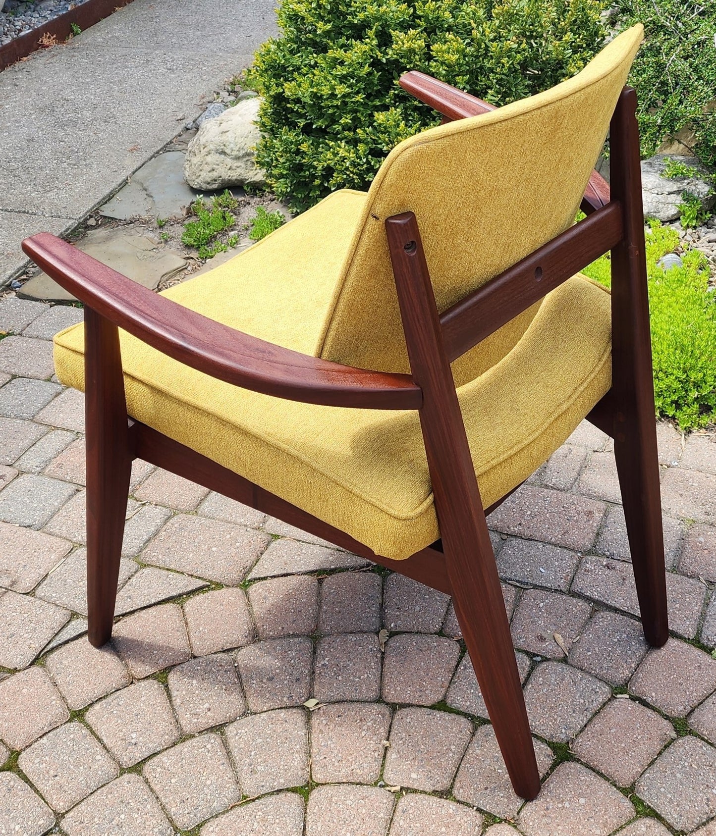 REFINISHED REUPHOLSTERED Mid Century Modern Afromosia Arm Chair by Jan Kuypers