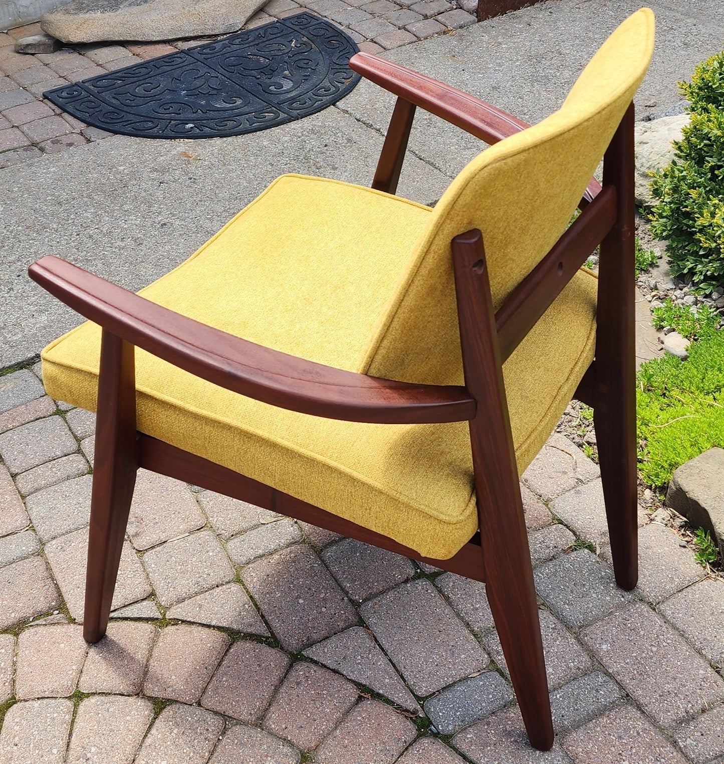 REFINISHED REUPHOLSTERED Mid Century Modern Afromosia Arm Chair by Jan Kuypers