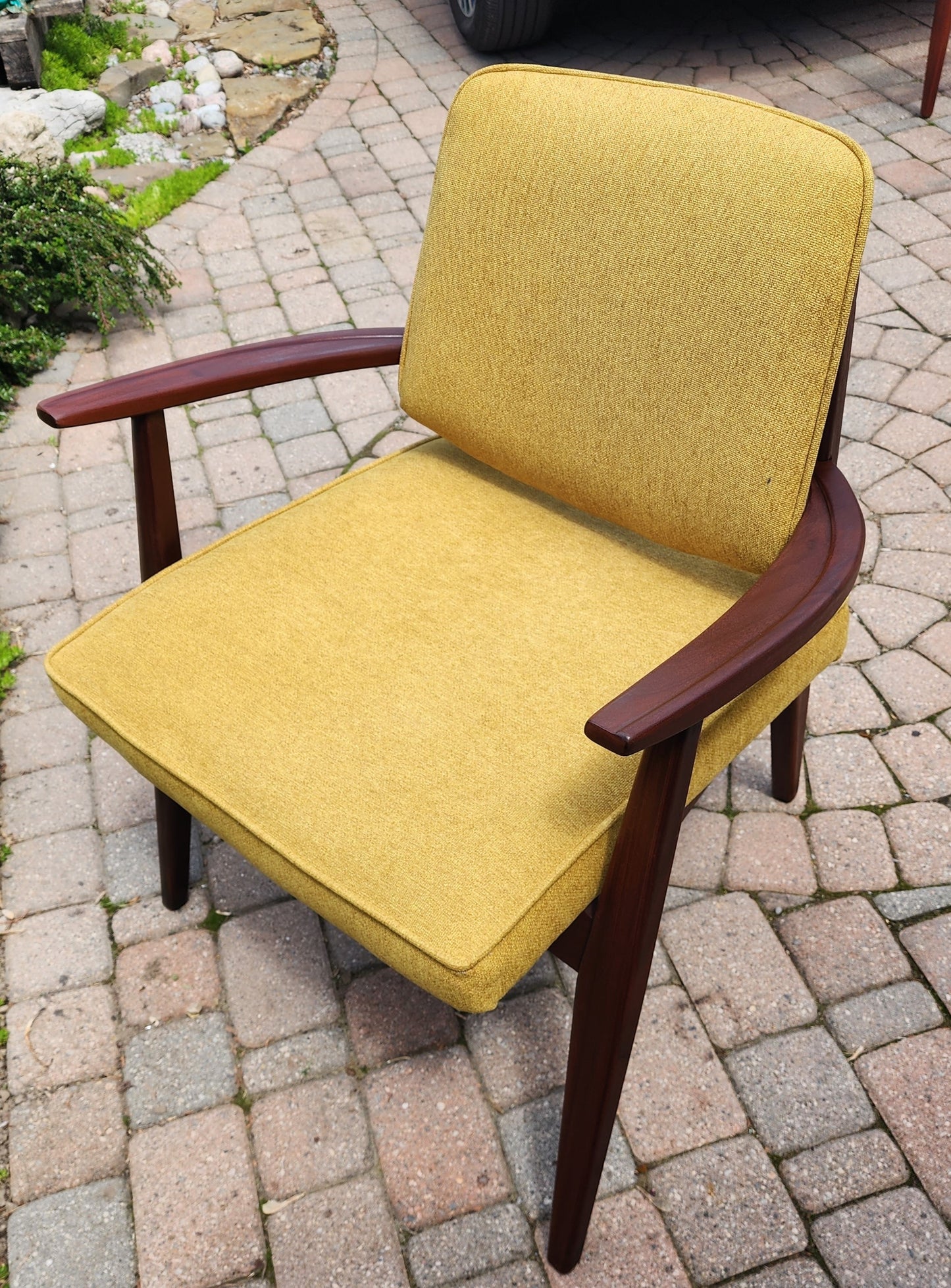 REFINISHED REUPHOLSTERED Mid Century Modern Afromosia Arm Chair by Jan Kuypers