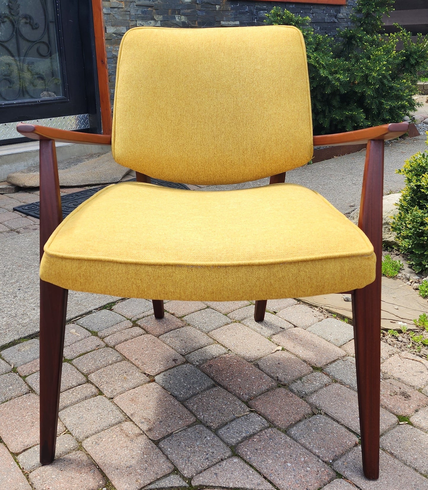 REFINISHED REUPHOLSTERED Mid Century Modern Afromosia Arm Chair by Jan Kuypers