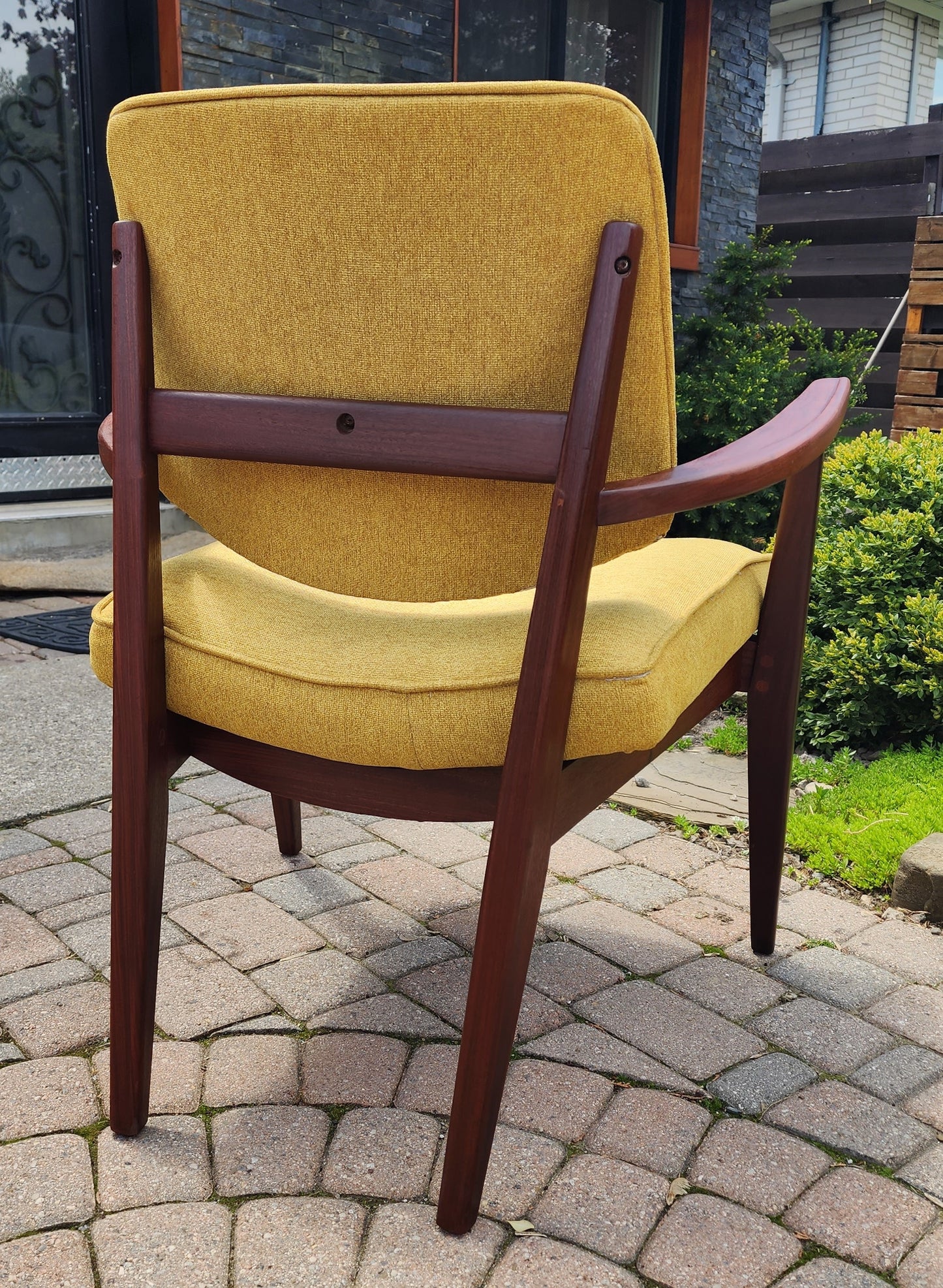 REFINISHED REUPHOLSTERED Mid Century Modern Afromosia Arm Chair by Jan Kuypers