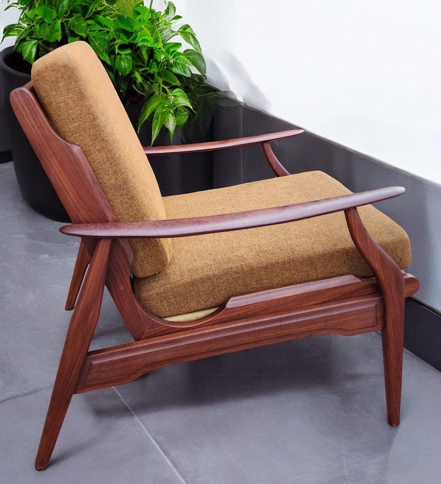 REFINISHED Mid Century Modern Teak/ Afromosia Lounge Chair