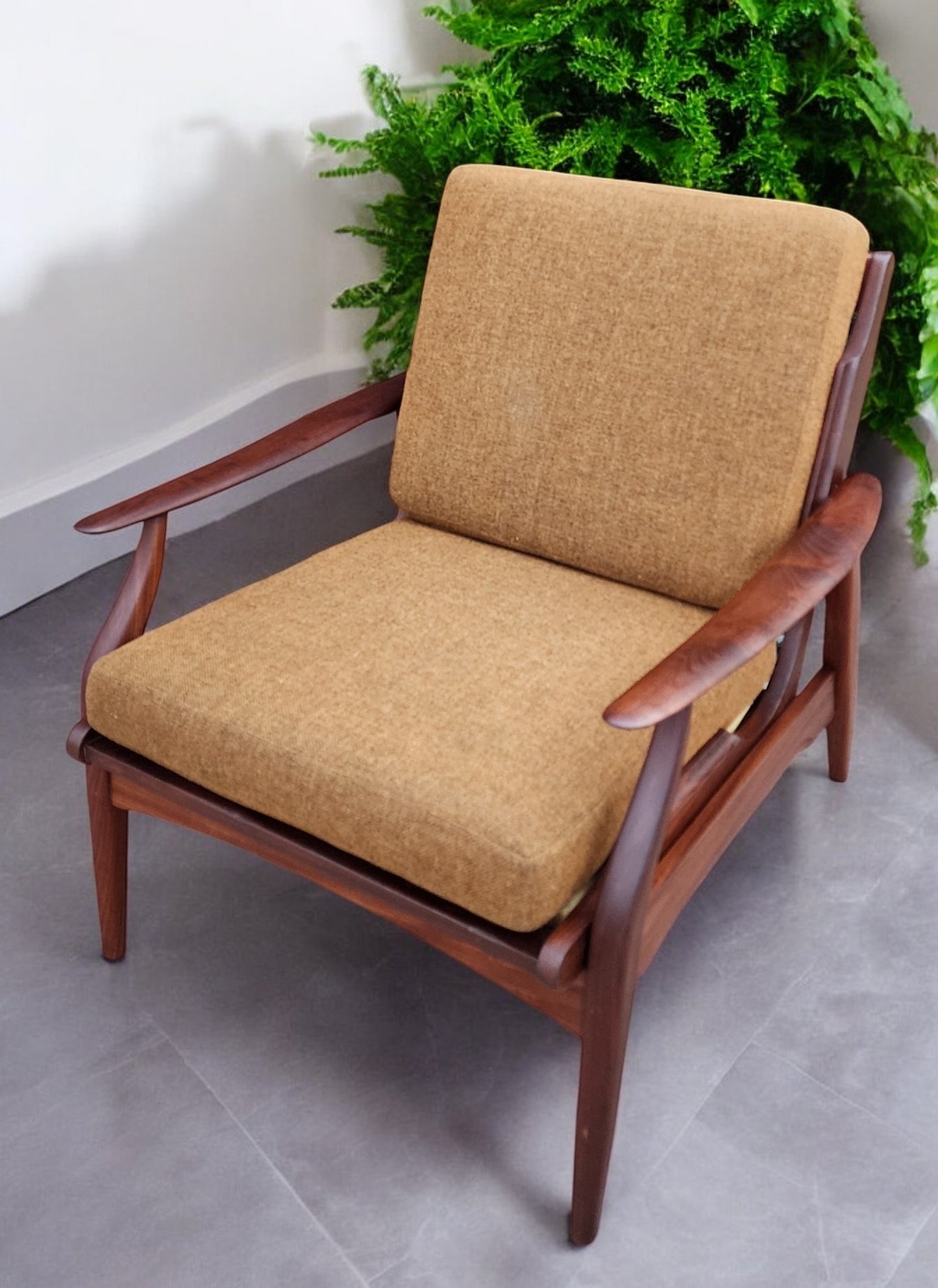 REFINISHED Mid Century Modern Teak/ Afromosia Lounge Chair