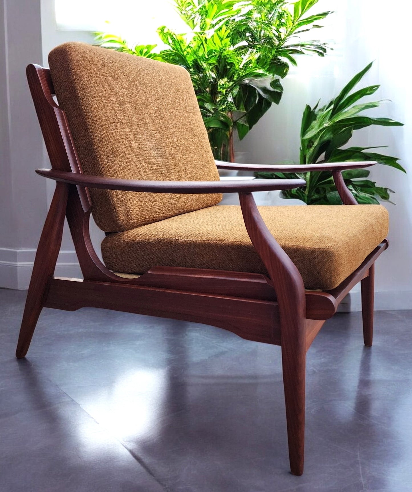 REFINISHED Mid Century Modern Teak/ Afromosia Lounge Chair