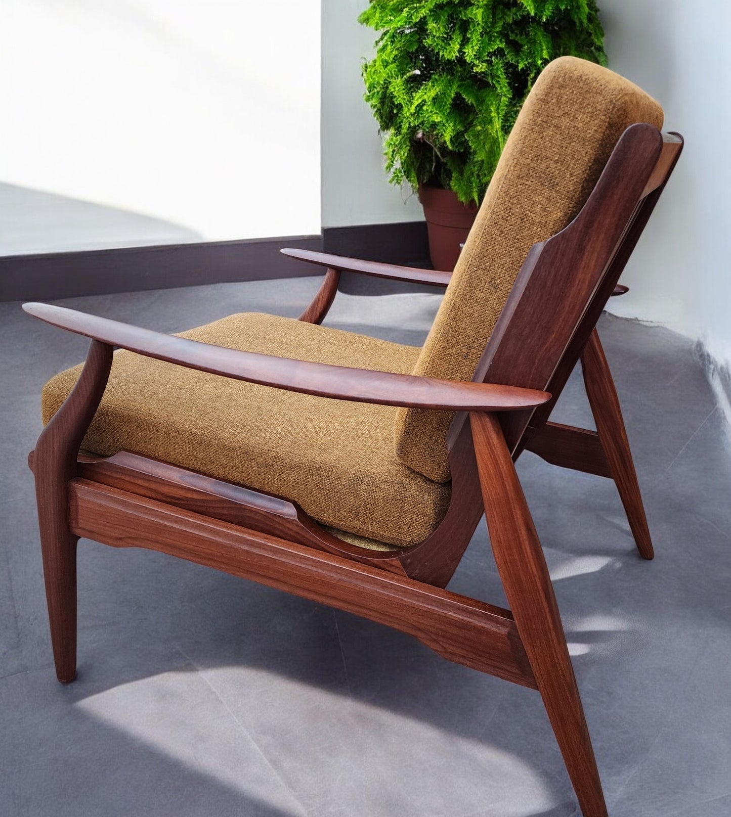 REFINISHED Mid Century Modern Teak/ Afromosia Lounge Chair