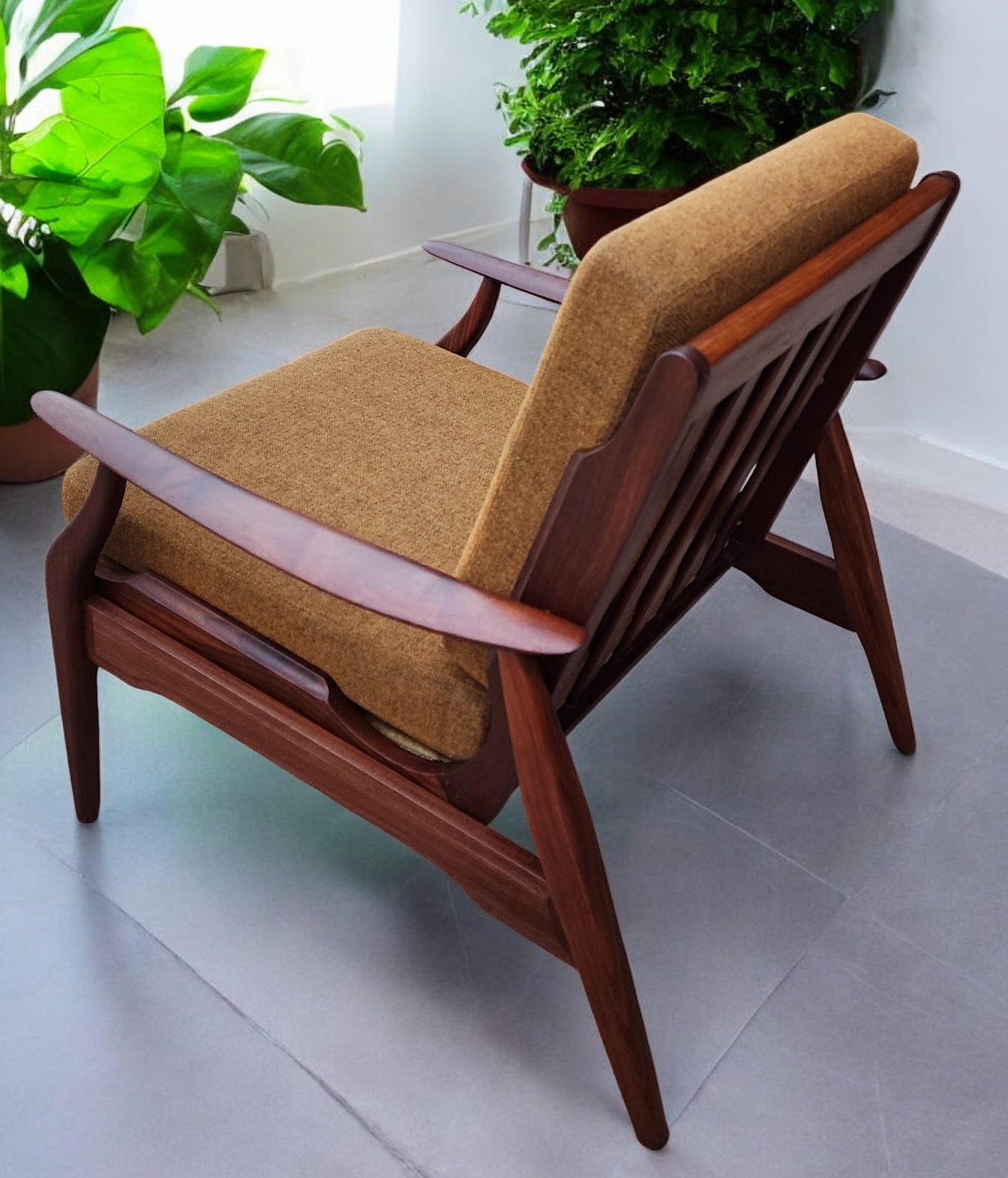 REFINISHED Mid Century Modern Teak/ Afromosia Lounge Chair