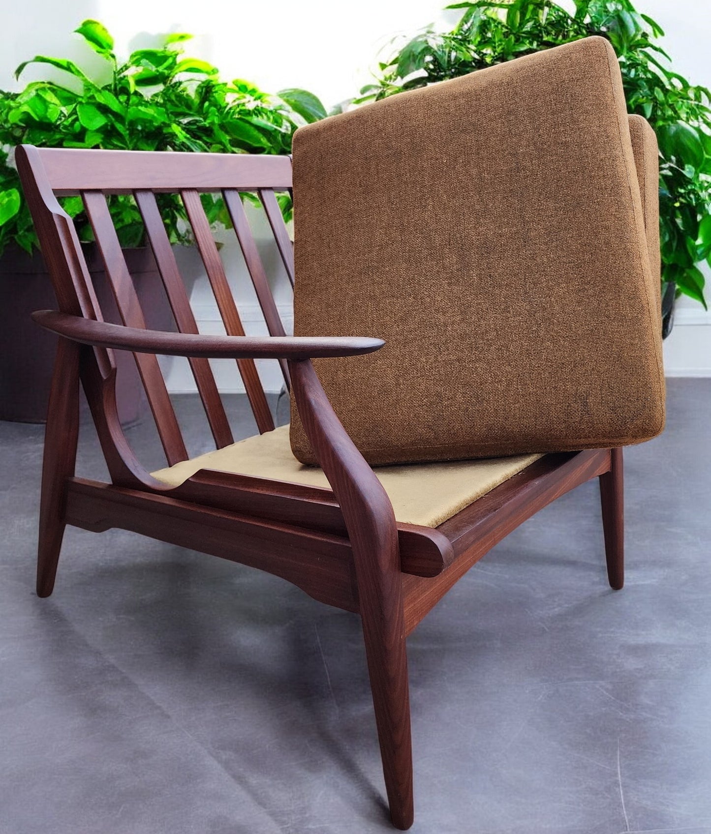 REFINISHED Mid Century Modern Teak/ Afromosia Lounge Chair