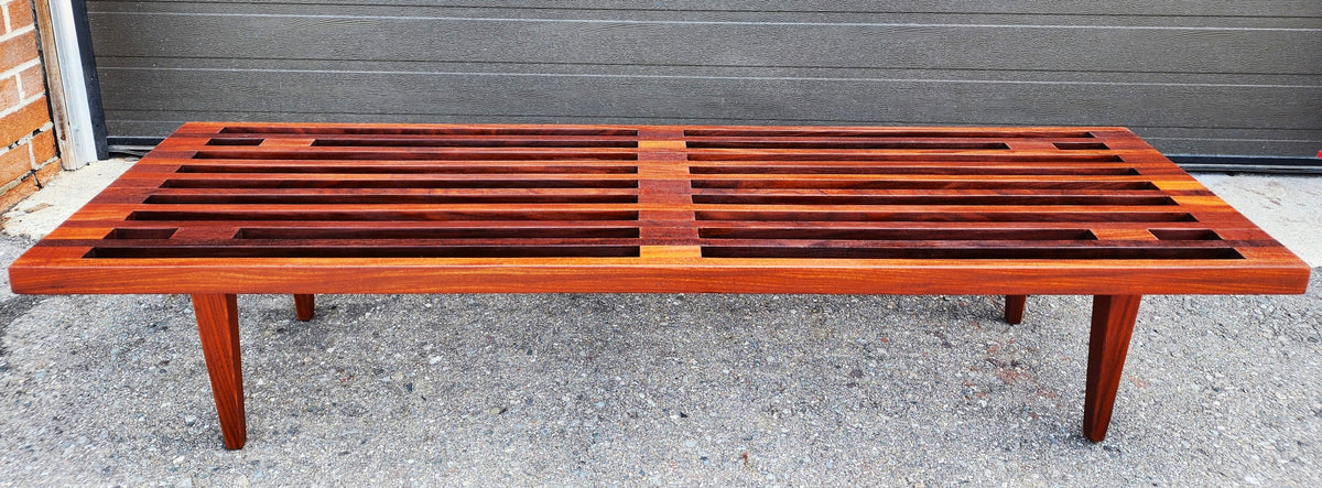 REFINISHED Mid Century Modern Solid Teak Slatted Bench or Coffee Table 60