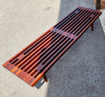 REFINISHED Mid Century Modern Solid Teak Slatted Bench or Coffee Table 60