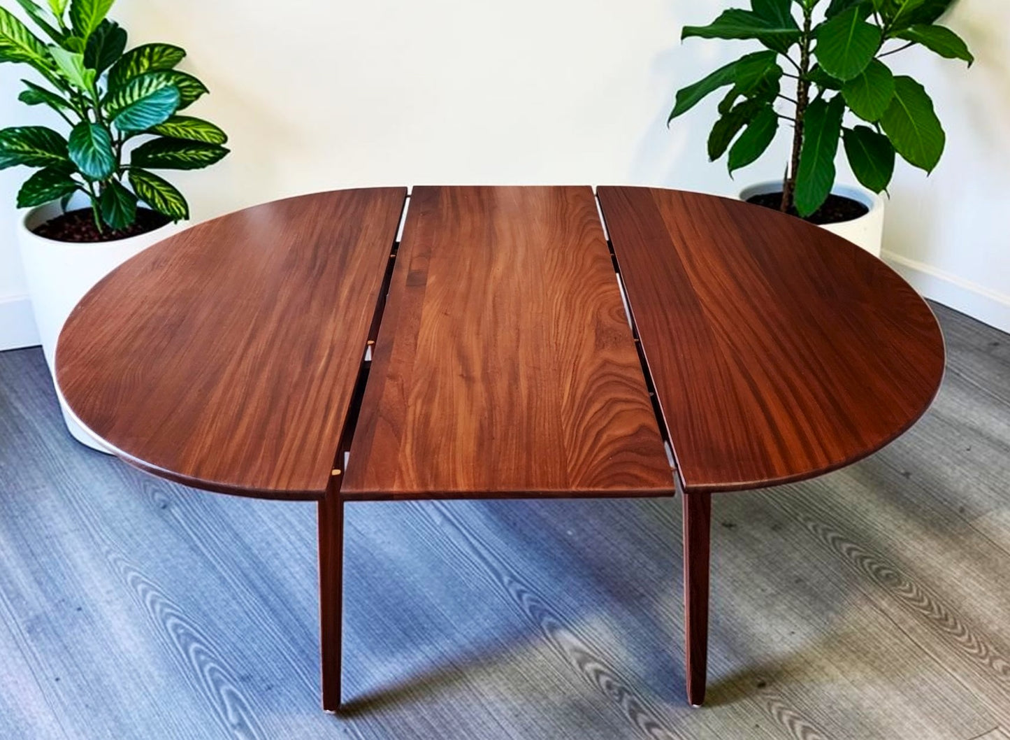 REFINISHED Mid Century Modern SOLID Teak Table by J.Kuypers 43.5"-61.5"