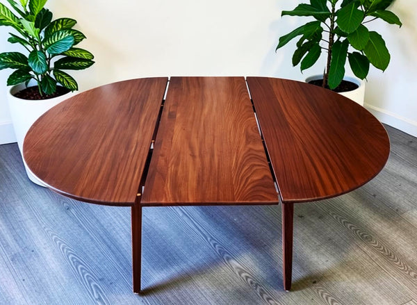REFINISHED Mid Century Modern SOLID Teak Table by J.Kuypers 43.5"-61.5"