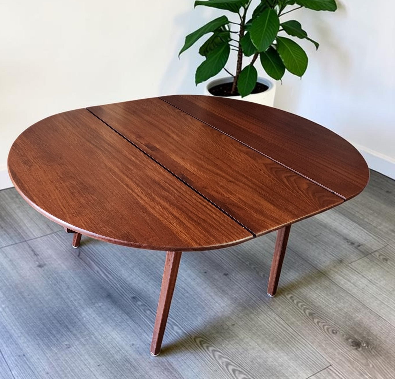 REFINISHED Mid Century Modern SOLID Teak Table by J.Kuypers 43.5"-61.5"
