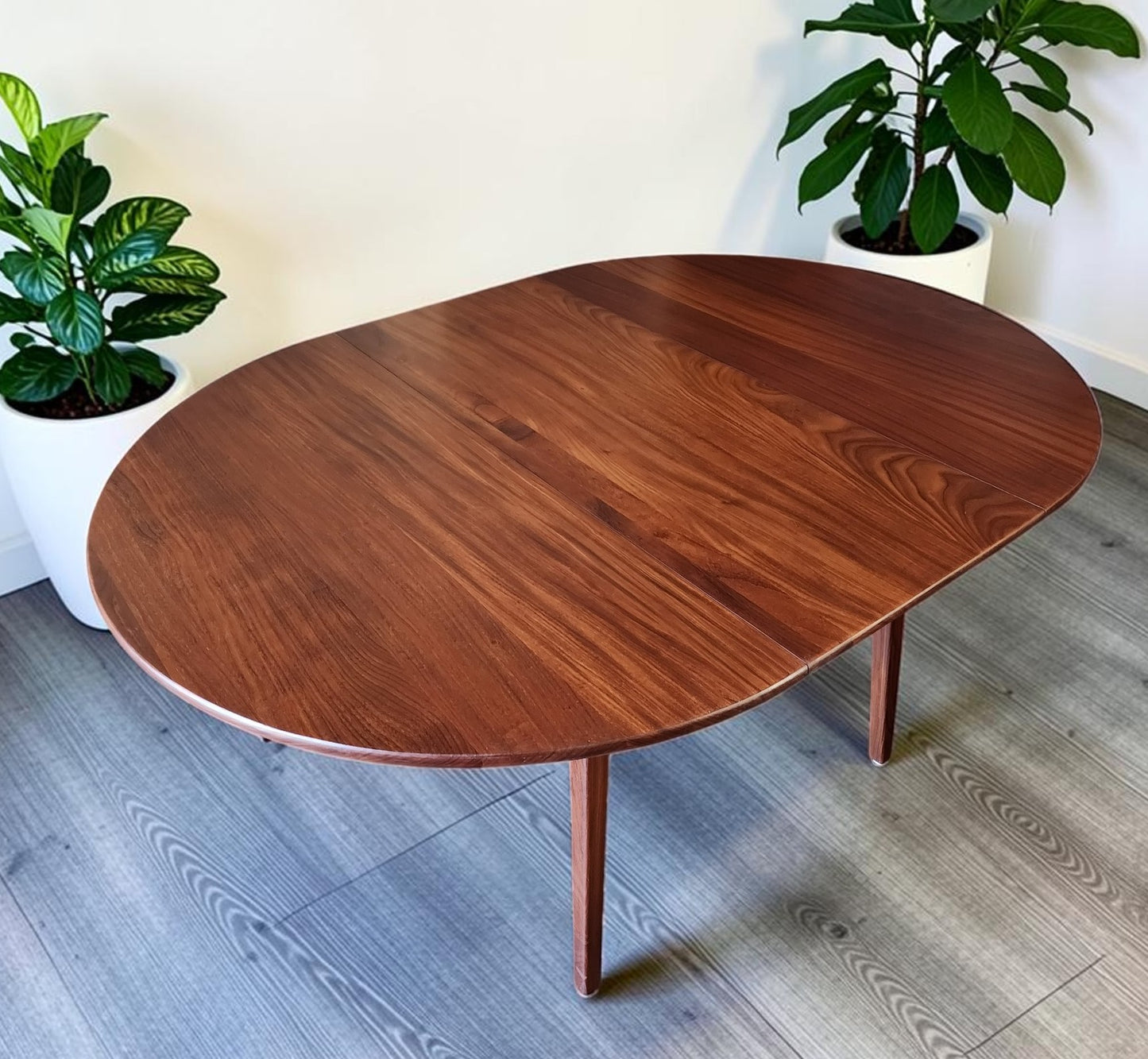 REFINISHED Mid Century Modern SOLID Teak Table by J.Kuypers 43.5"-61.5"