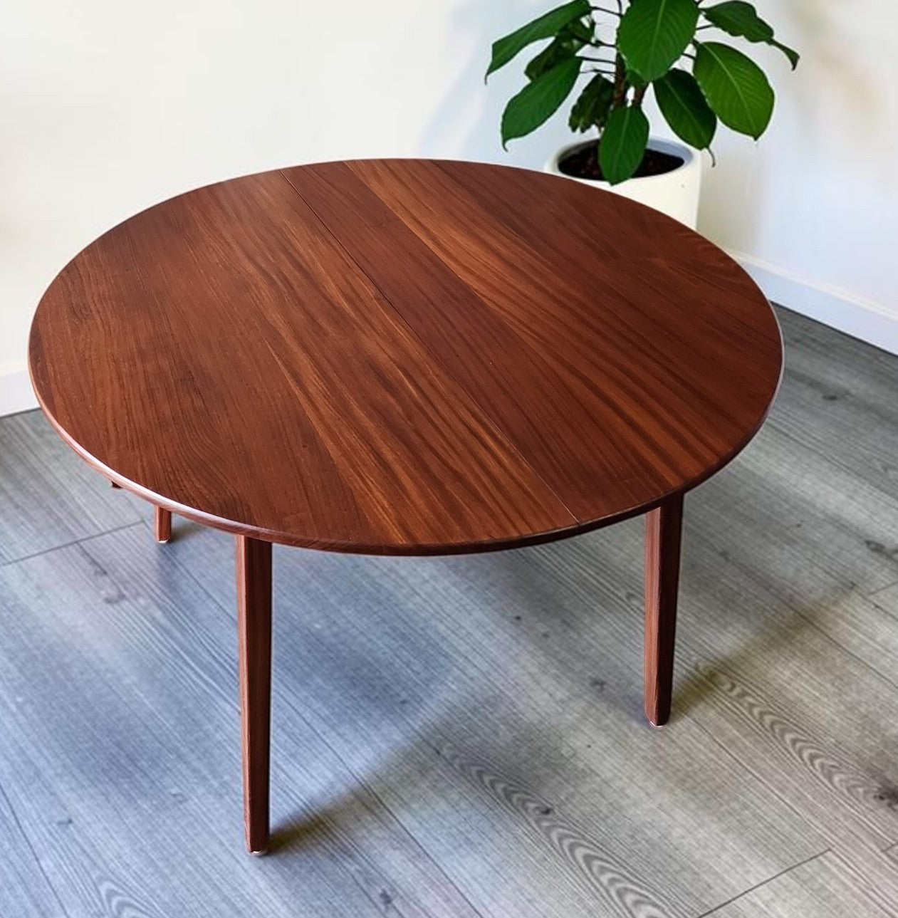REFINISHED Mid Century Modern SOLID Teak Table by J.Kuypers 43.5"-61.5"