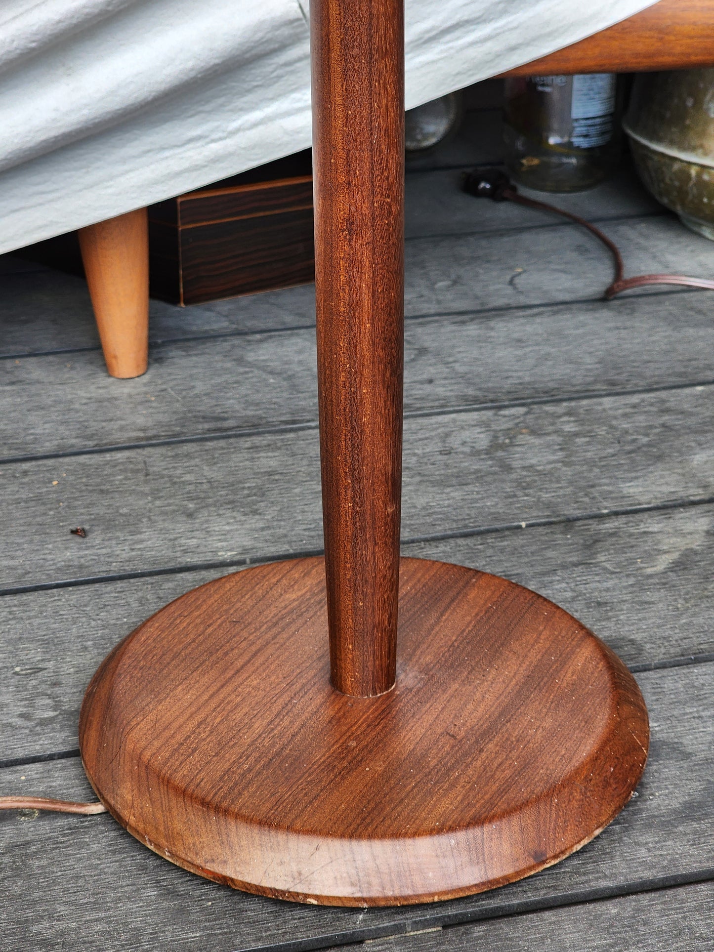 Mid Century Modern Teak Floor Lamp, H 56" (including shade)