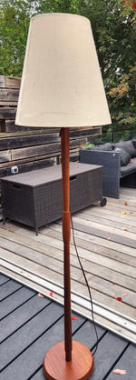 Mid Century Modern Solid Teak Floor Lamp, H 63.5