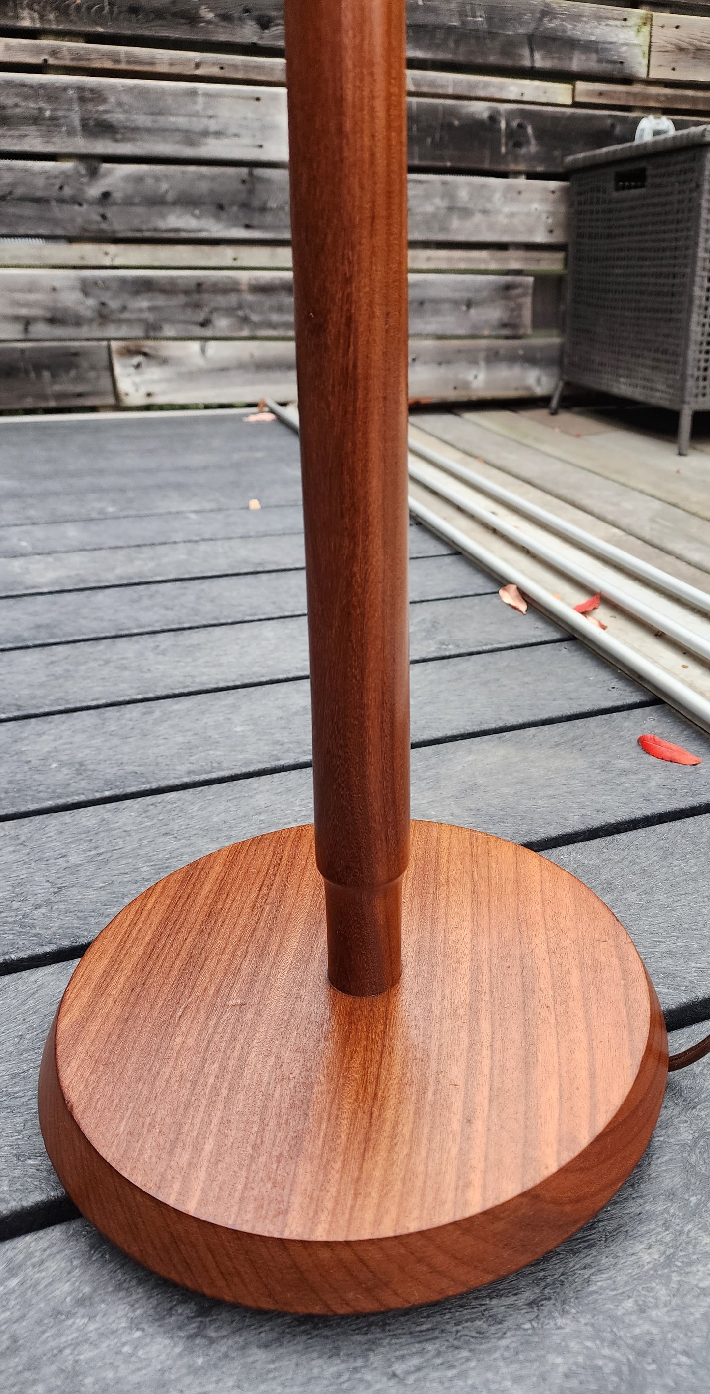 Mid Century Modern Solid Teak Floor Lamp, H 63.5" (including shade)