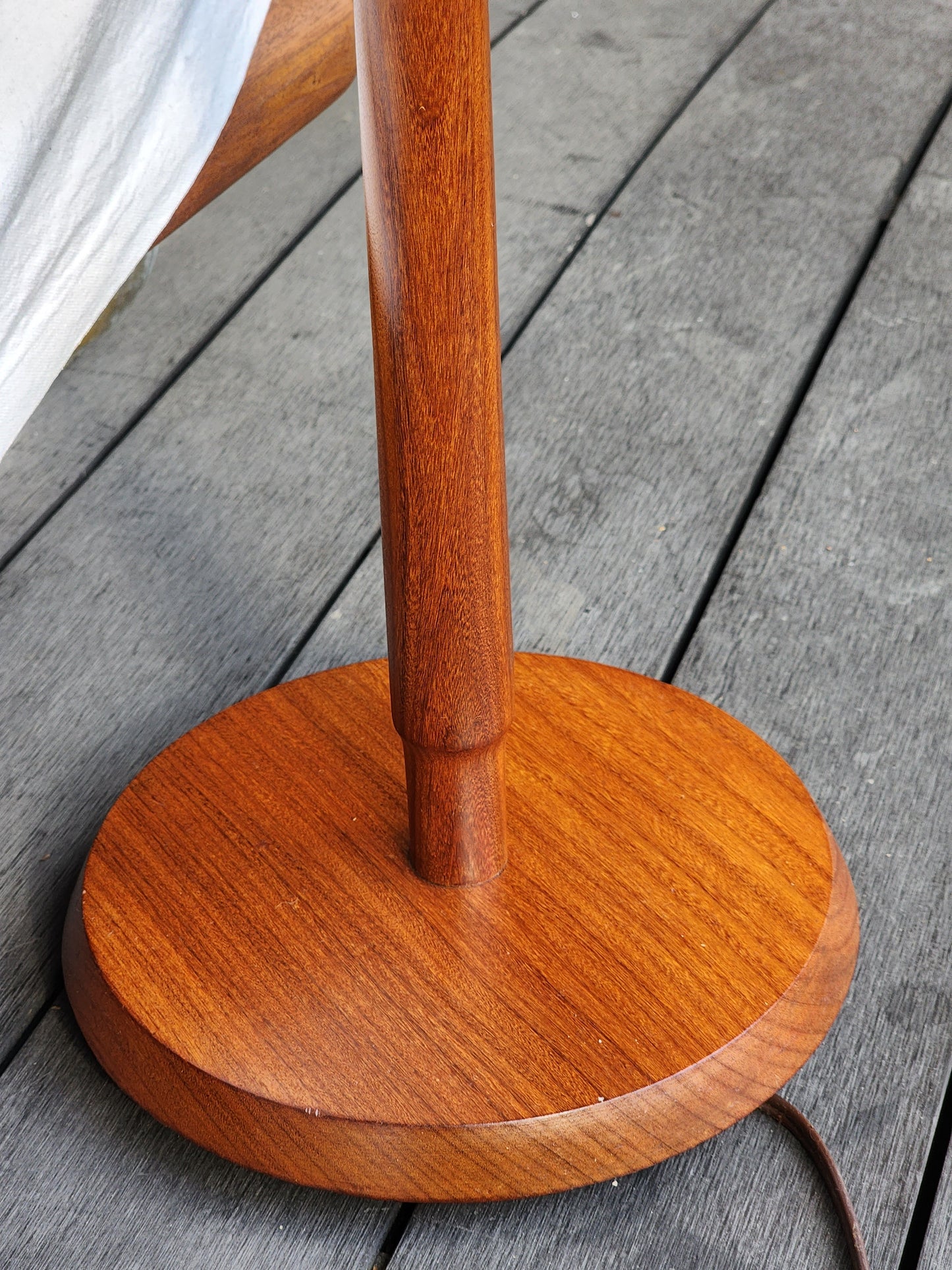 Mid Century Modern Solid Teak Floor Lamp, H 63.5" (including shade)