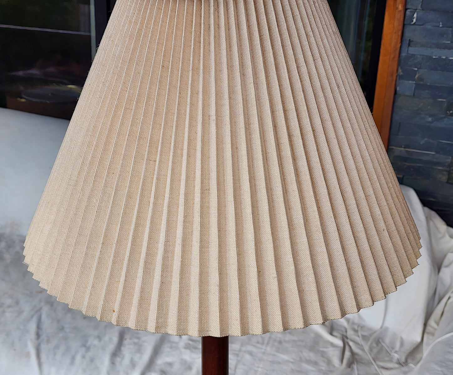 Mid Century Modern Teak Floor Lamp, H 56" (including shade)