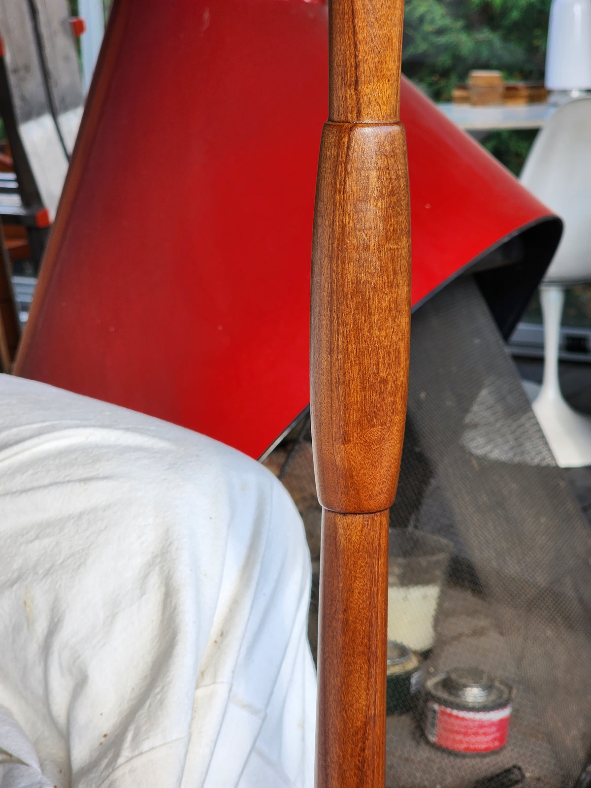 Mid Century Modern Solid Teak Floor Lamp, H 63.5