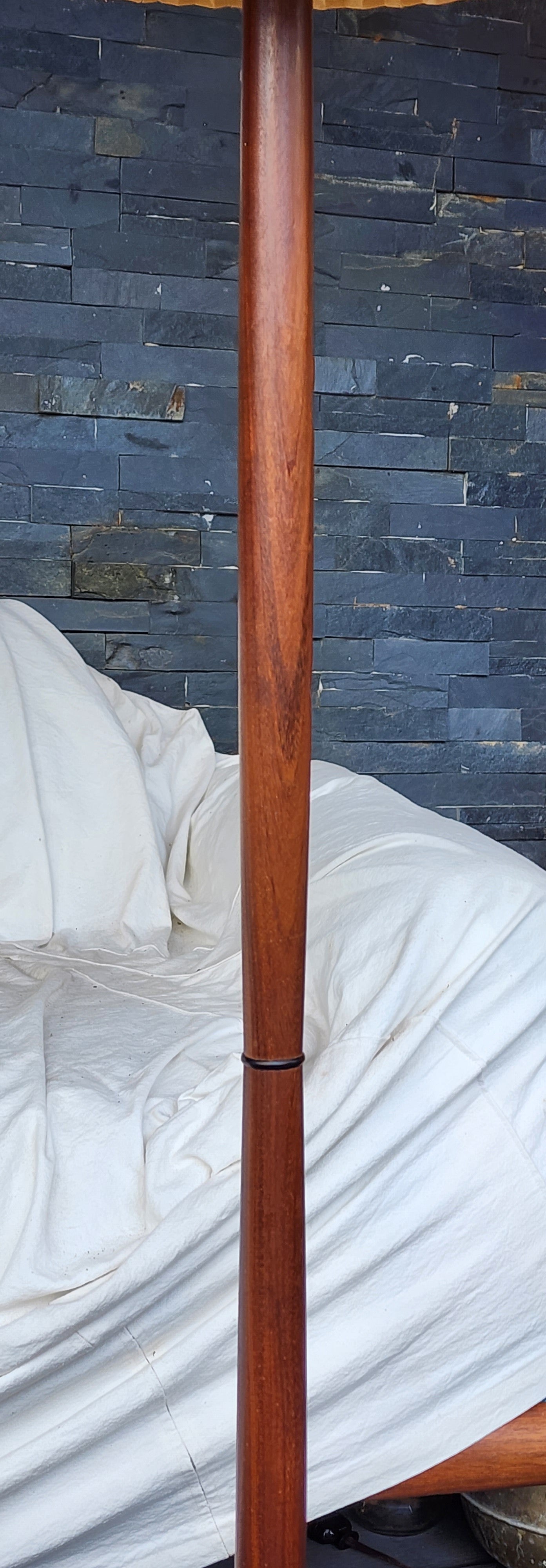 Mid Century Modern Teak Floor Lamp, H 56" (including shade)