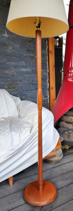 Mid Century Modern Solid Teak Floor Lamp, H 63.5