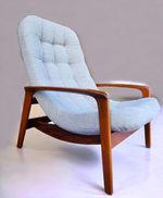 REFINISHED REUPHOLSTERED MCM Teak Scoop Lounge Chair by R. Huber 12