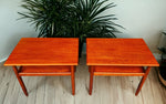 2 REFINISHED Mid Century Modern Teak Accent Tables with Shelves 9