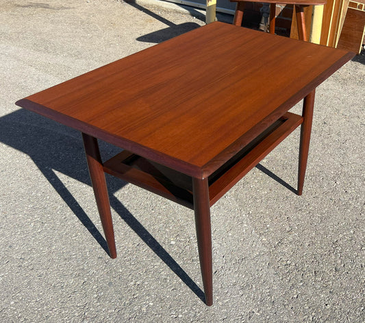REFINISHED Mid Century Modern Teak Accent Table with Shelf by RS Associates
