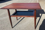 REFINISHED Mid Century Modern Teak Accent Table with Shelf by RS Associates 5